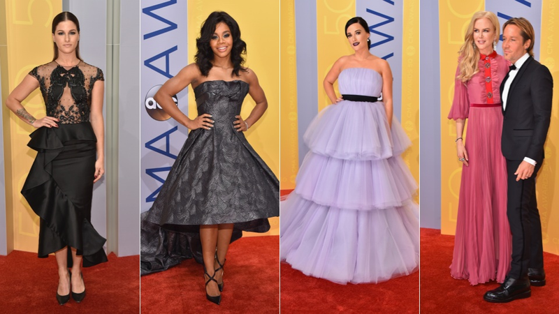 Illustration for article titled All the Country Royalty Wore Leather and Lace on the 50th Annual CMAs Red Carpet